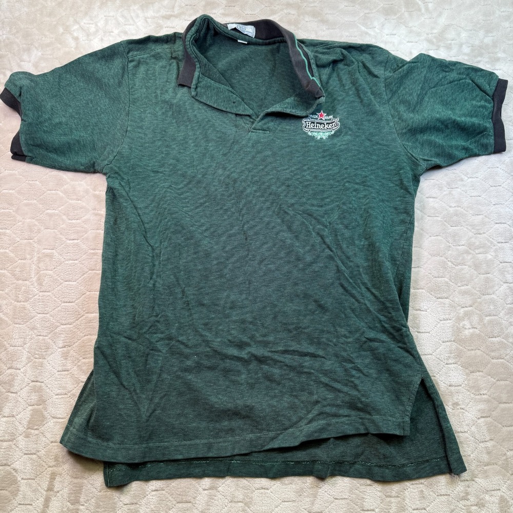 VTG Heineken Beer Mens Polo Shirt King Louie Pro‎ Fit USA Made Sz XL